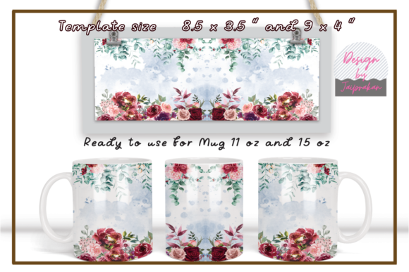 Download Burgundy Floral Sublimation Coffee Mug - Coffee mug Collection