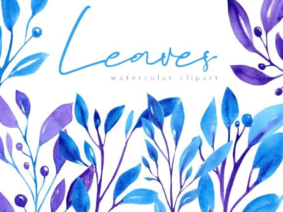 Download Blue&amp;purple Watercolor Leaves Clipart - Premium Resources
