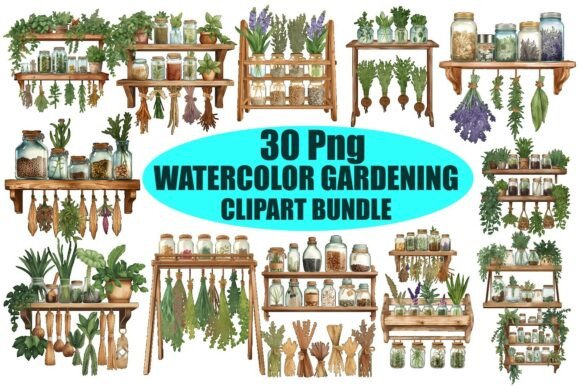 Download Watercolor Herbal Garden Clipart Bundle - Herbal Collection