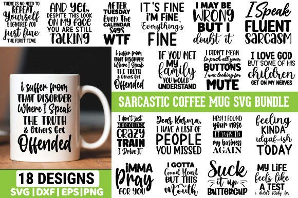 Download Sarcastic Coffee Mug SVG Bundle - Coffee mug Collection