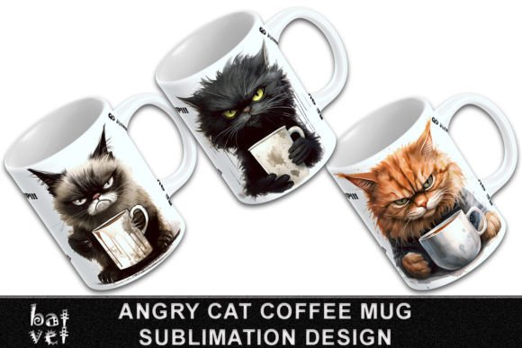 Download Angry Cat Coffee Mug Wrap PNG Bundle - Coffee mug Collection