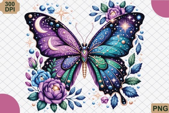 Download Floral Celestial Purple Butterfly PNG - Premium Resources