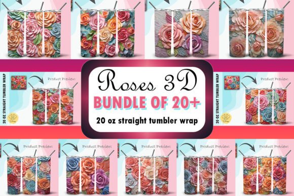 Download Roses 3D Tumbler Wrap Background Bundle - 3d tumbler wrap Collection