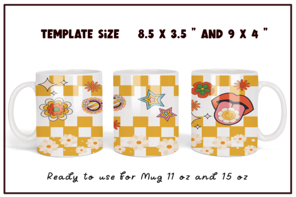 Download Retro Groovy Sublimation Coffee Mug Wrap - Coffee mug Collection
