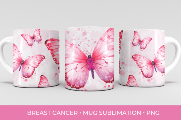 Download Breast Cancer Butterfly Coffee Mug Wrap - Coffee mug Collection