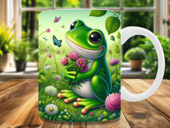 Download Cute Frog Flower Garden Coffee Mug Wrap - Coffee mug Collection