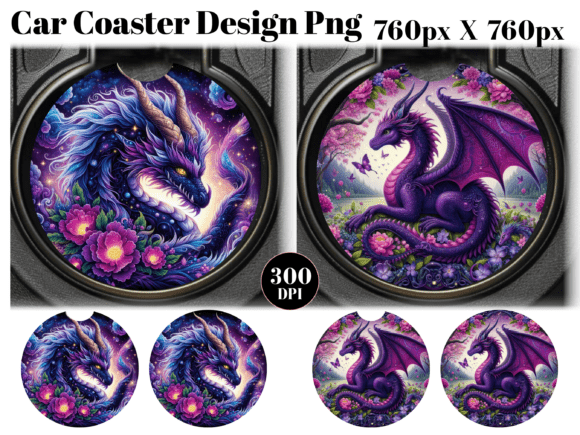 Download Purple Dragon Floral Car Coaster PNG - Purple Collection