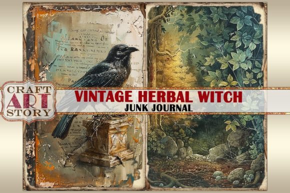 Download Vintage Herbal Witch Junk Journal Page - Herbal Collection